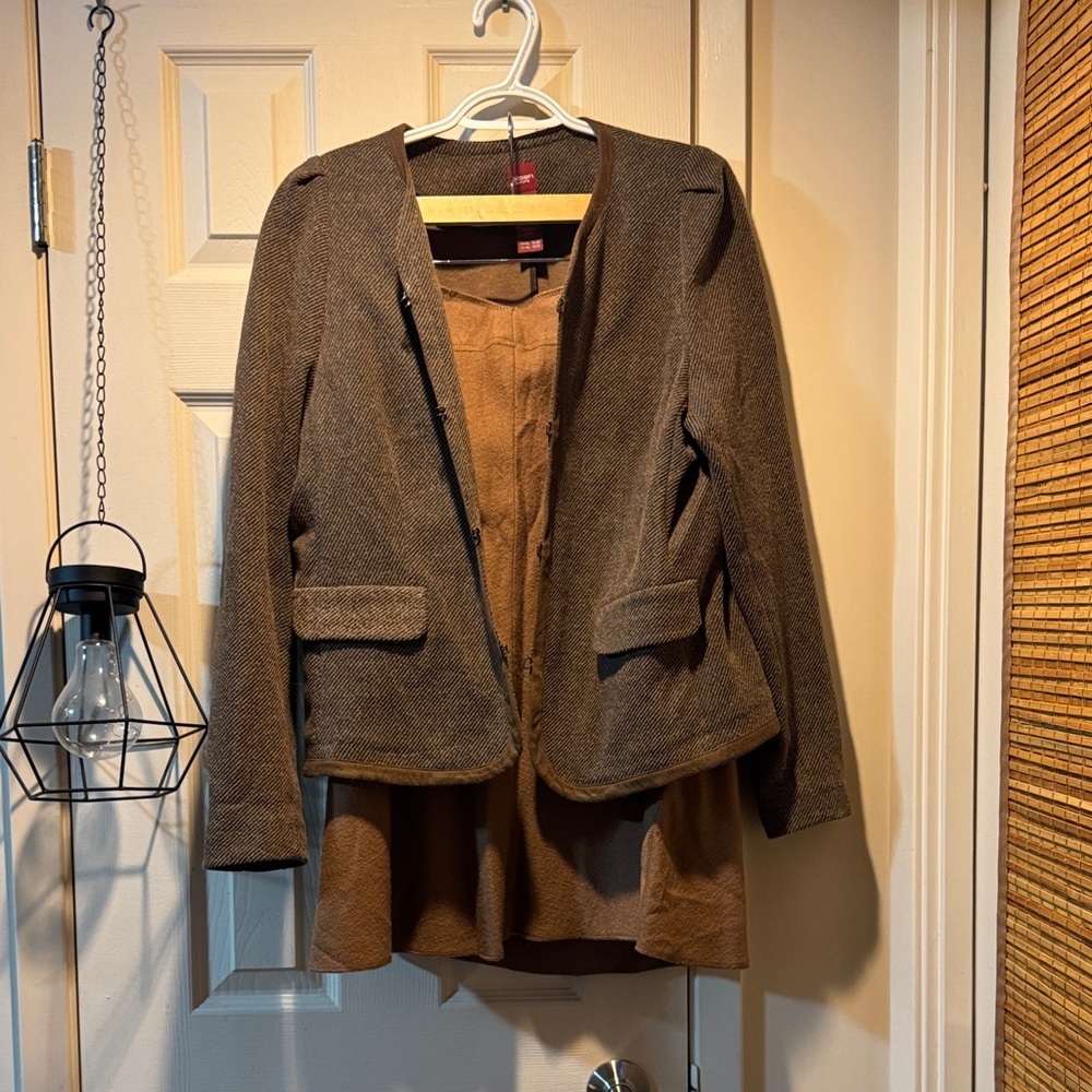 2pc Elegant Olsen Brown Women's Blazer And Skirt
